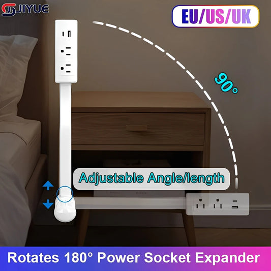 Regleta de Enchufes Extensible y Giratoria para Espacios Estrechos