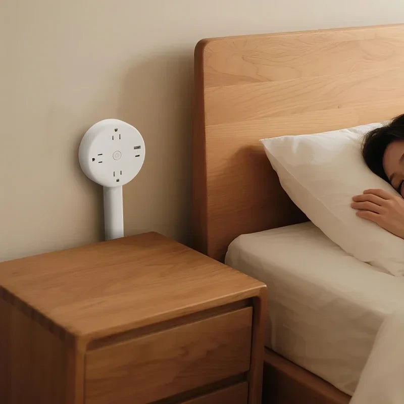 Regleta de Enchufes Extensible y Giratoria para Espacios Estrechos