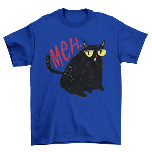 Funny meh black cat t-shirt