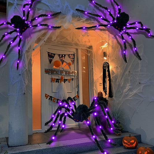 Glowing Plush Spider Halloween Decoration
