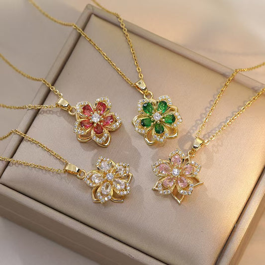 Bauhinia zircon necklace(Collar giratorio con flor de circonias)