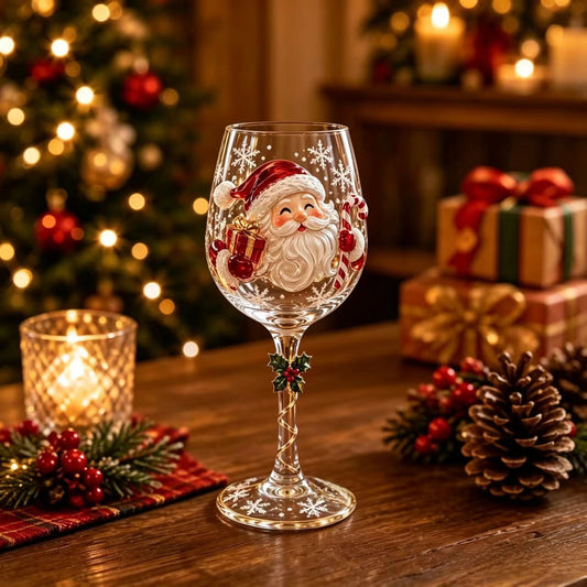 🎄 Christmas Glass Art Cup – Art Glass Goblet